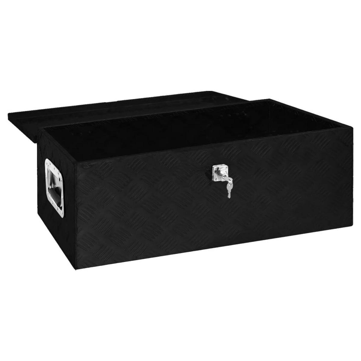 ALUMINIUMBOX mit Deckel Metallkiste 80x39x30 cm Schwarz - Schwarz, Metall (80/30/39cm) - DELUKE