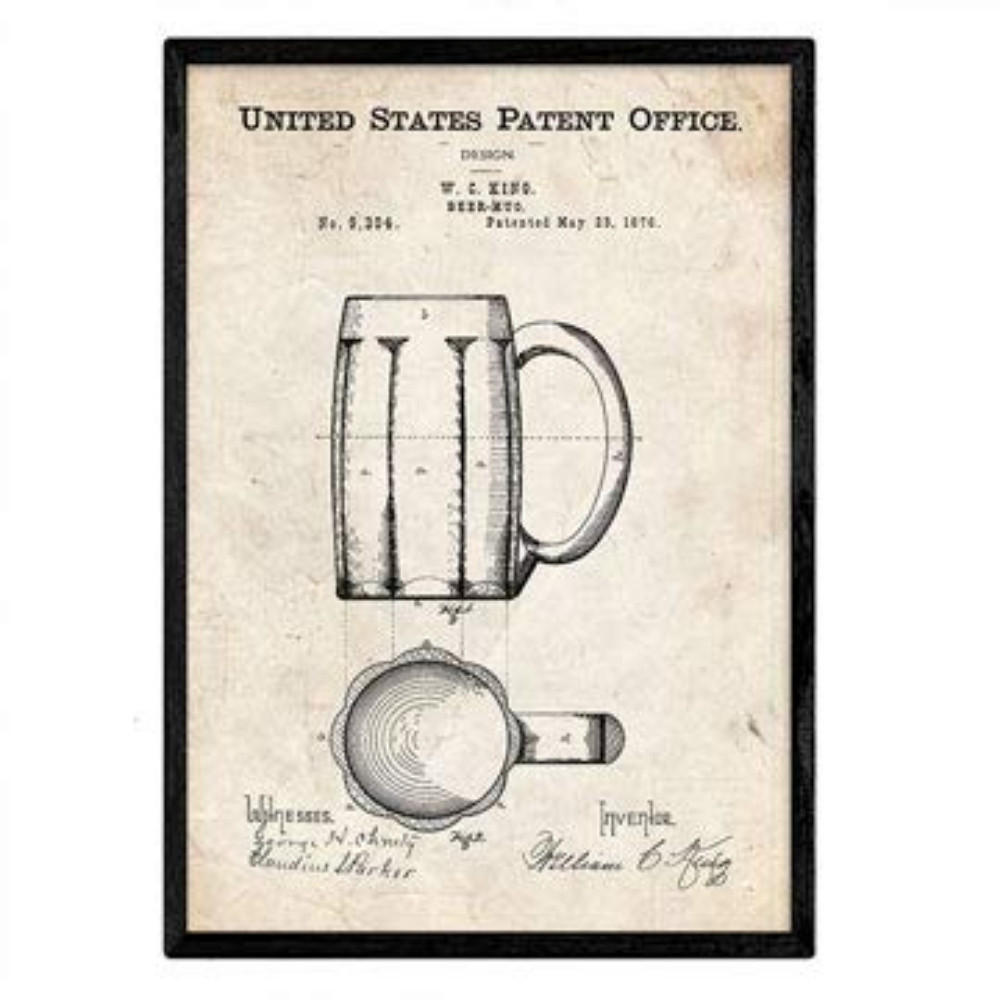 POSTER Bierkrug Patent A3 Rahmenlos - Klar, Papier (29.7/5/42cm) - Nacnic