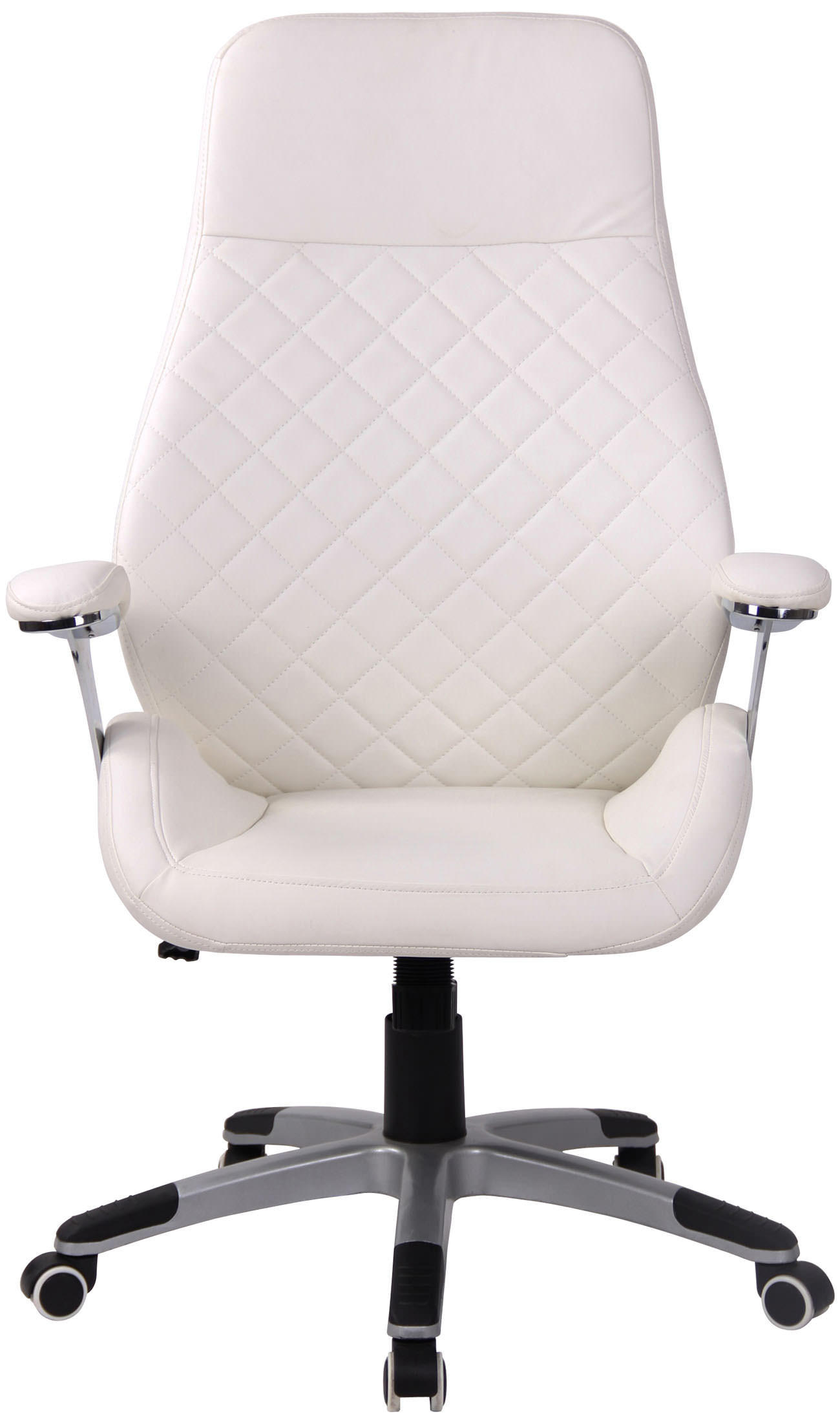 CHEFSESSEL Lederlook weiß - Weiß/Grau, Kunststoff/Textil (74/116/64cm) - CLP