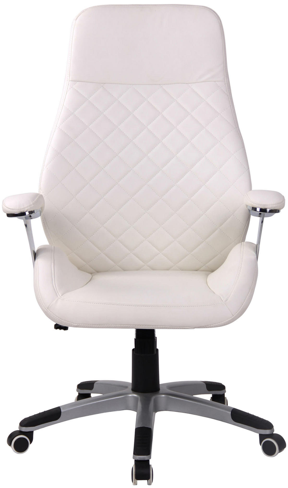 CHEFSESSEL Lederlook weiß - Weiß/Grau, Kunststoff/Textil (74/116/64cm) - CLP