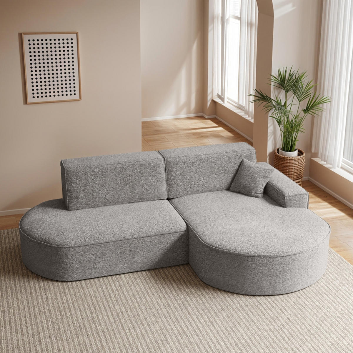 ECKSOFA Modena Pro - Komfort Und Stil stoff Arena Grau Rechts - Grau, Holz (278/179cm) - Kaiser Möbel