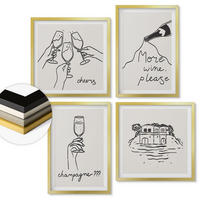 WANDBILDER 4er Set - 50x50 cm & 40x60 cm Goldrahmen - Fröhliche Momente mit Champagner - Goldfarben, Kunststoff (50/50cm) - ArtPrintCave
