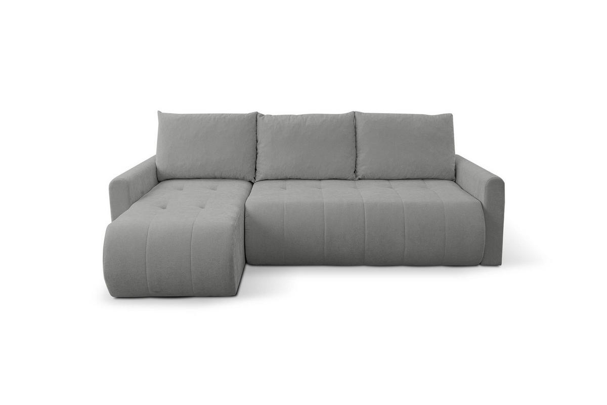 ECKSOFA Sprento Grau, in Chenille-Stoff, mit Schlaffunktion und Bettzeugfach - Grau, Holzwerkstoff/Textil (230/149cm) - Bettso