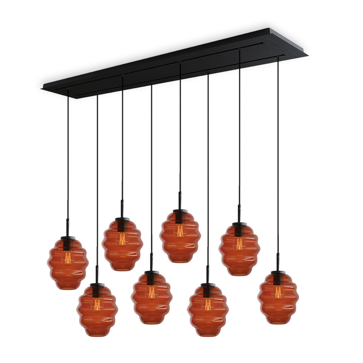 HÄNGELEUCHTE Echos 8-flammig Braun Ø 18cm - Schwarz/Braun, Glas (18/18/20cm) - s.luce