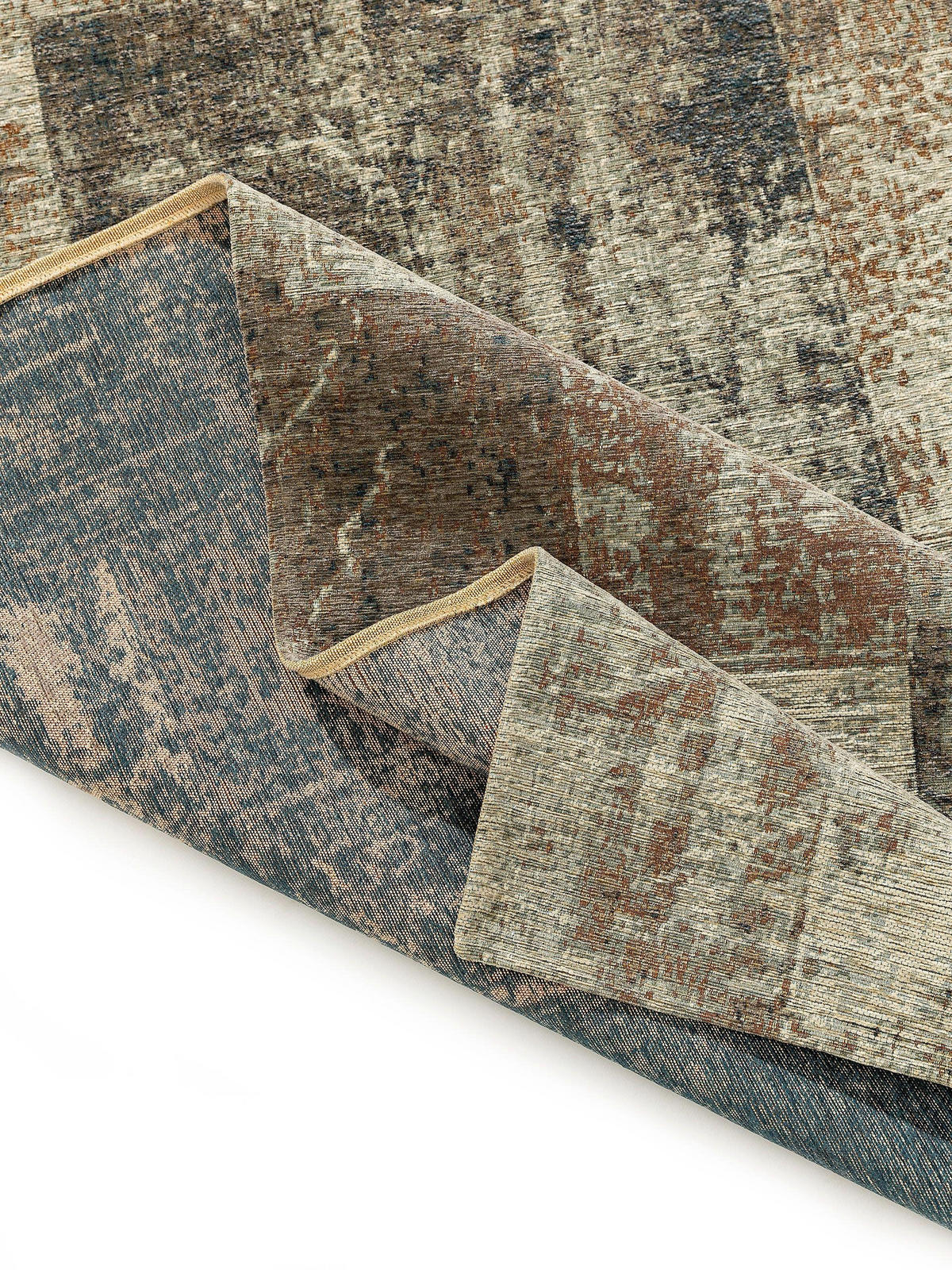FLACHGEWEBETEPPICH Frencie Beige/Blau 120x180 cm - Beige, Textil (120/180cm) - benuta Nest
