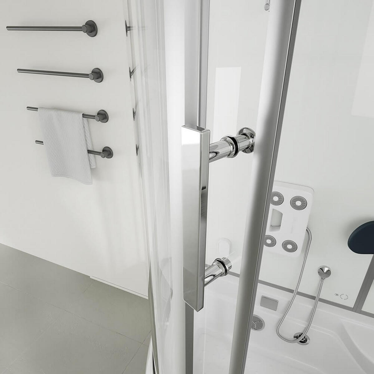 DAMPFDUSCHE ALLIN 4IN1 - Weiß, Links - Weiß, Glas (90cm) - Home Deluxe
