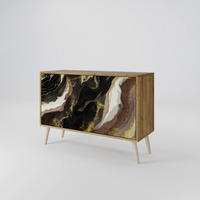 SIDEBOARD GOLD DUST, Eicheneffekt, 111x42x77,5 cm, 2 Türen - Eichefarben/Buchefarben, Holzwerkstoff/Buchenholz (111/77.5/42cm) - SpaceRebels