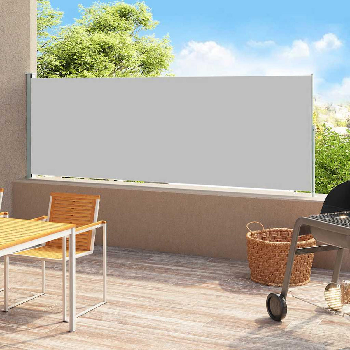 SEITENMARKISE Ausziehbar 220x500 cm Grau - Grau, Textil (500/220/500cm) - furnicato