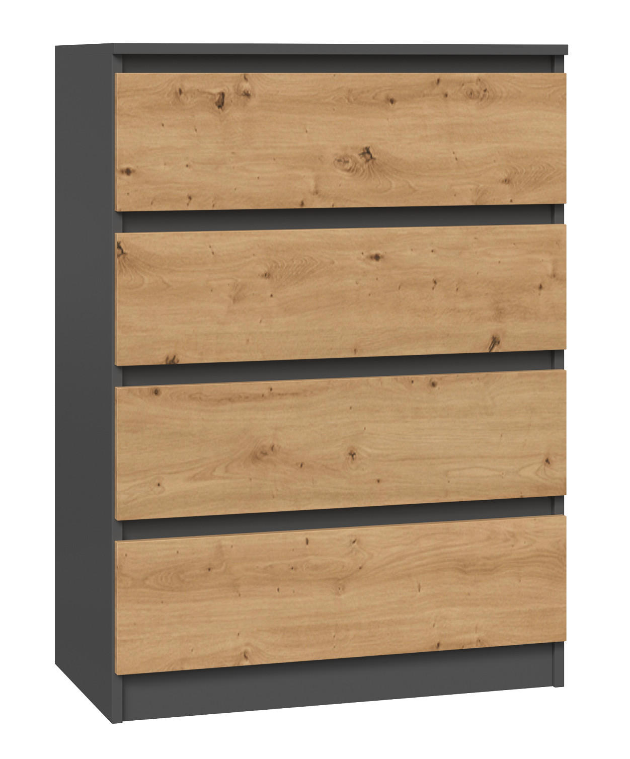 KOMMODE 4 SCHUBLADEN M4 - ANTHRAZIT / EICHE ARTISAN - Anthrazit/Eiche Artisan, Holzwerkstoff (70/97/40cm) - CDF