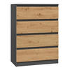 KOMMODE 4 SCHUBLADEN M4 - ANTHRAZIT / EICHE ARTISAN - Anthrazit/Eiche Artisan, Holzwerkstoff (70/97/40cm) - CDF