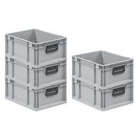 EUROBOX 5x Nextgen Portable Duo 17x30x40cm 16 Liter - Grau, Kunststoff (30/17/40cm) - PROREGAL