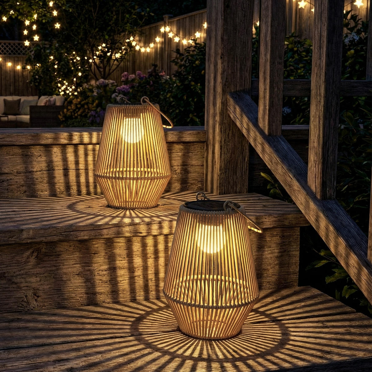 RATTAN-LAMPE 2ER-SET Braun - Braun, Kunststoff (16/16/21cm) - Outsunny