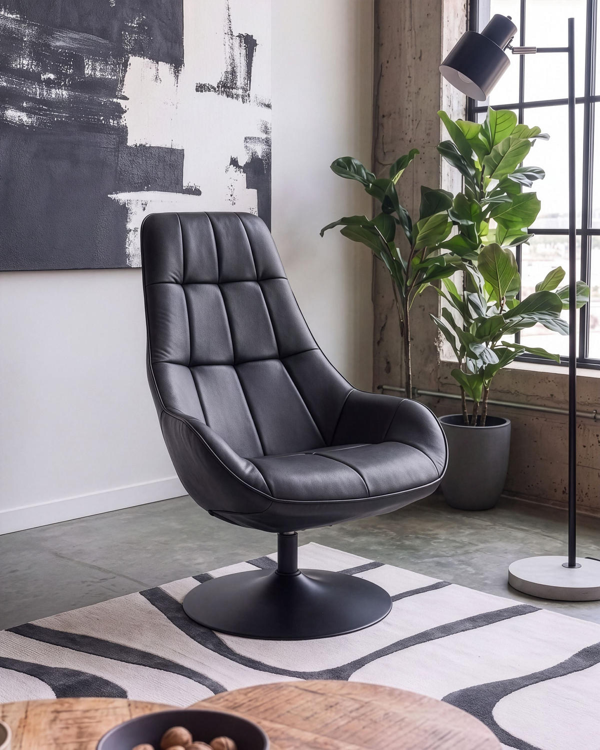 DREHSESSEL Kunstleder Schwarz Marstrand - Schwarz, Kunststoff/Metall (65/99/82cm) - Beliani