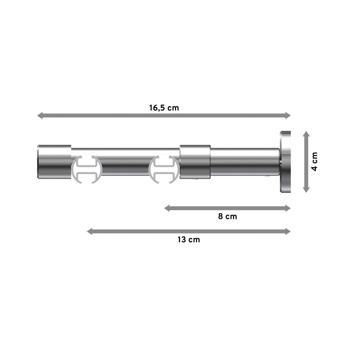 INNENLAUF-GARDINENSTANGEN-SET Prestige Verano 200 cm, 2-läufig, 20 mm Ø Chrom - Chromfarben/Schwarz, Metall (200cm) - INTERDECO