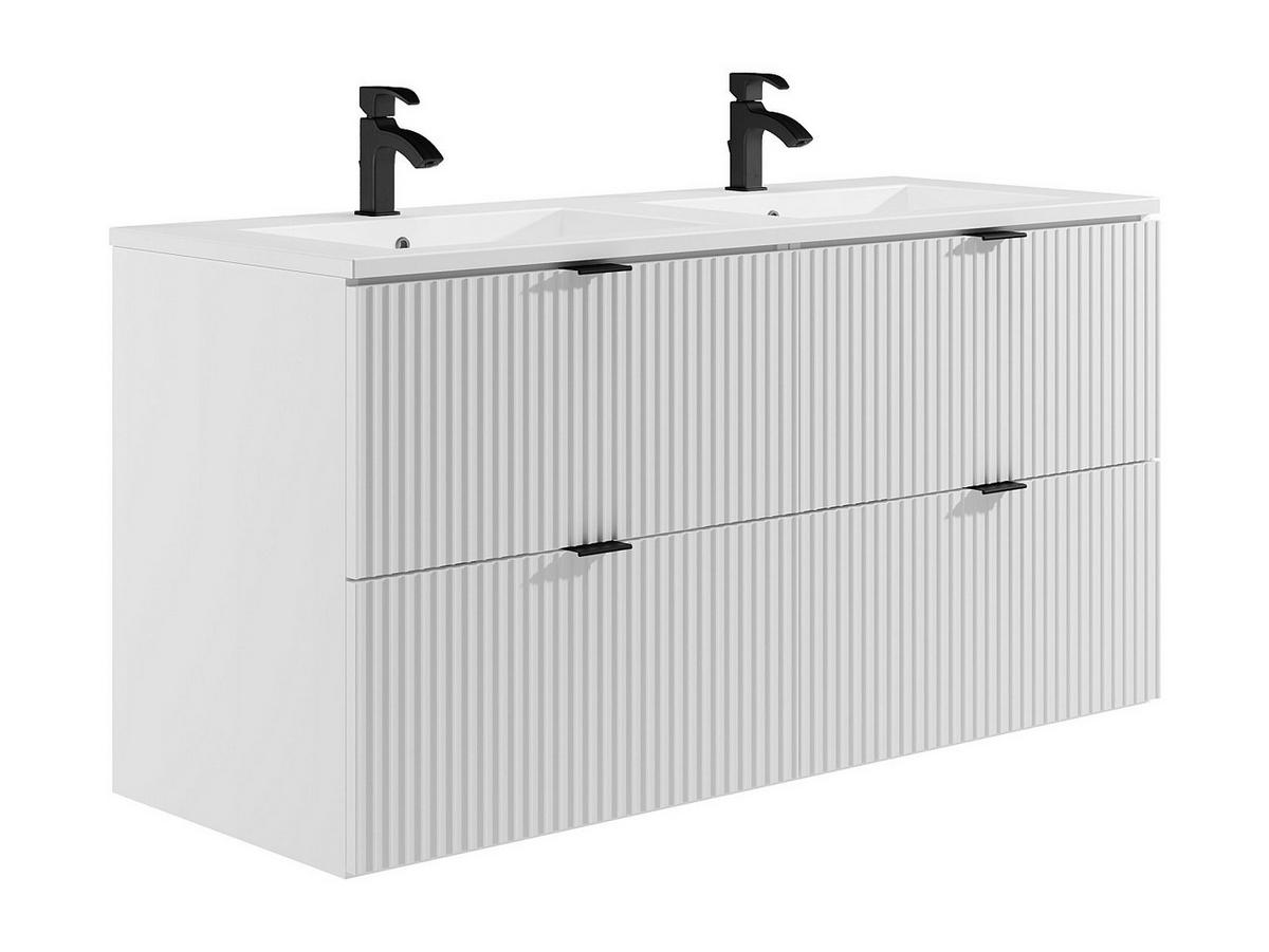 DOPPELWASCHTISCH - 120 cm x 47 cm - Holz, Platte - Weiß - ZEVINI - Weiß, Holz (120/60/47cm) - Vente-Unique