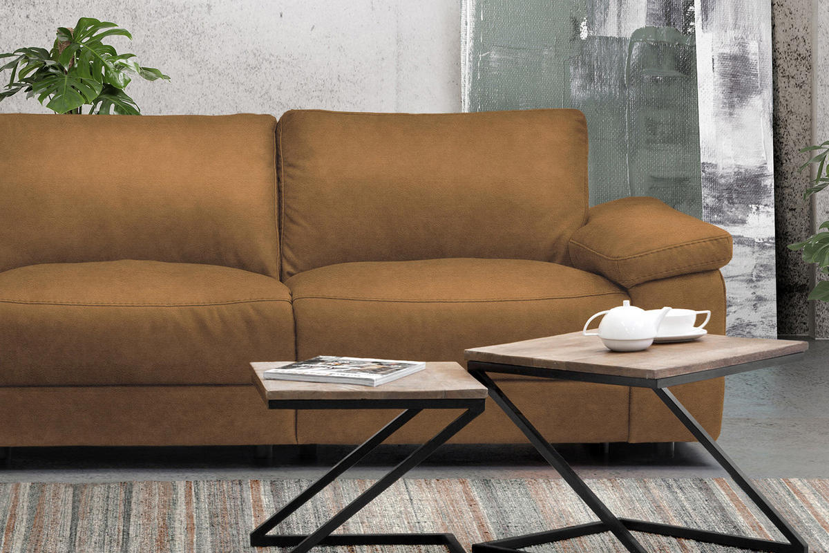 ECKSOFA XL MOTOR. RELAXFUNKTION LOLA Orange Webstoff - Schwarz/Orange, Textil (304/178cm) - KAWOLA