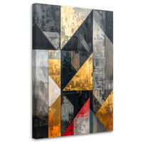 WANDBILD, Abstrakt Grau Gold Formen - Grau, Textil (70/100cm) - Feeby