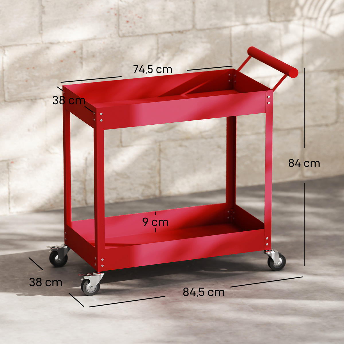 WERKSTATTWAGEN DE-18502 Rot - Rot, Metall (38/84/84.5cm) - ComfortXL