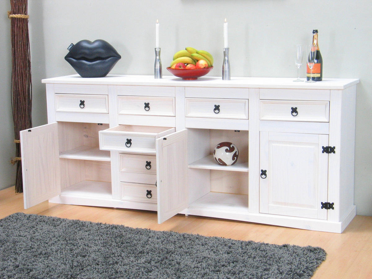 SIDEBOARD weiß - Weiß, Holz/Textil (200/84/44cm) - ebuy24
