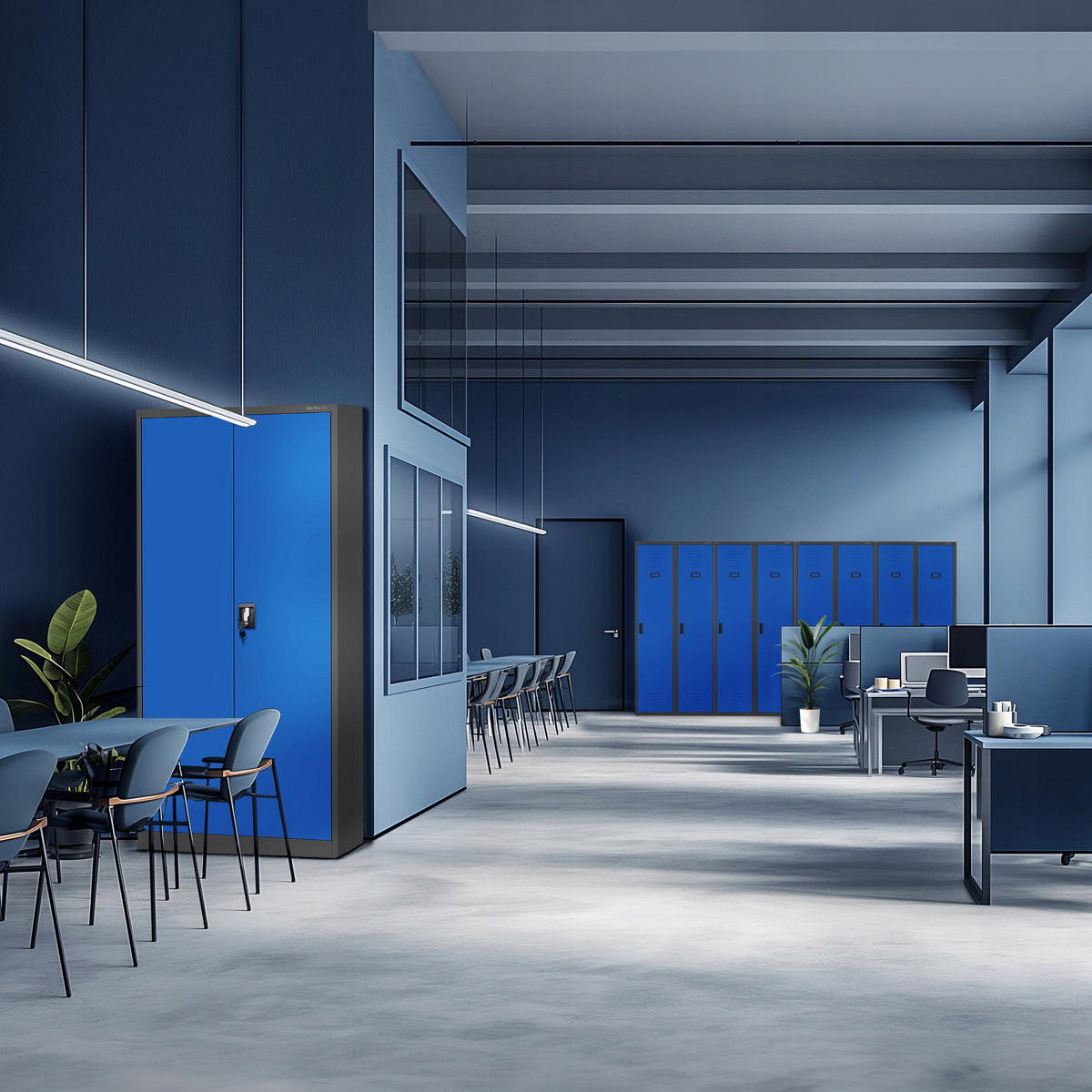 AKTENSCHRANK JAN 185x90x45 cm - Blau/Anthrazit, Metall (90/185/40cm) - Jan Nowak