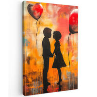 LEINWANDBILD Straßenkunst - Liebe - Graffiti - Kunst - Banksy 80x120 cm - Orange, Textil (80/120cm) - MuchoWow