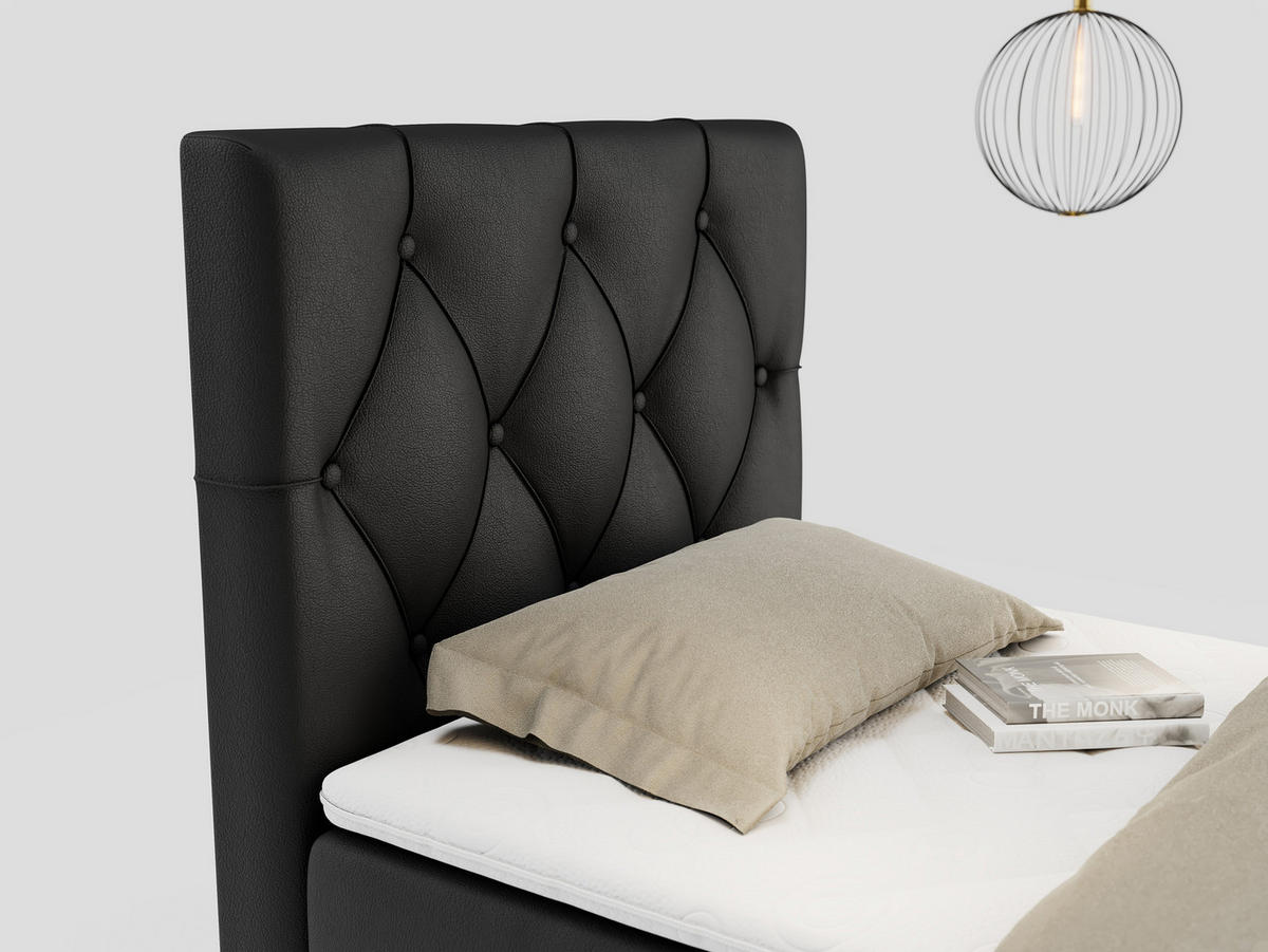 BOXBETT ALDA 90/200 Schwarz Kunstleder - H4 - Links Seite - Schwarz, Holz/Textil (90/200cm) - MKS