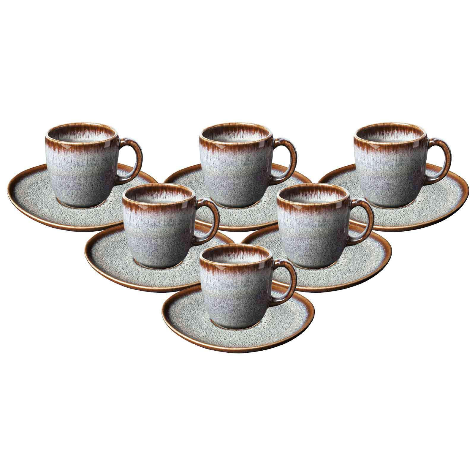 KAFFEETASSEN MIT UNTERTASSEN Lave Beige 190 ml 6er Set - Beige, Keramik (15.2/9.9/15.3cm) - like.Villeroy & Boch