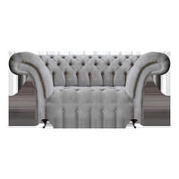 SOFA Grau Polyester 180x90x80 cm Chesterfield - Grau, Textil (90/80/180cm) - JVmoebel