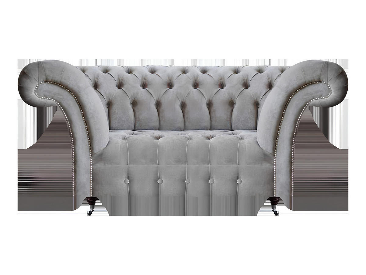 SOFA Grau Polyester 180x90x80 cm Chesterfield - Grau, Textil (90/80/180cm) - JVmoebel