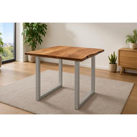 ESSTISCH LAURINA - Silberfarben/Nussbaumfarben, Holz/Metall (90/90/77cm) - SAM