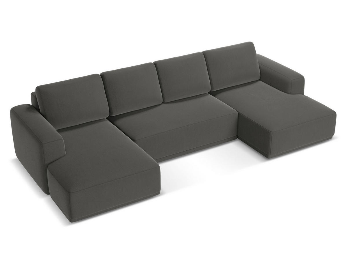 WOHNLANDSCHAFT Samt Stoff Grau - Dunkelgrau/Schwarz, Kunststoff/Textil (333/91/160cm) - Makamii