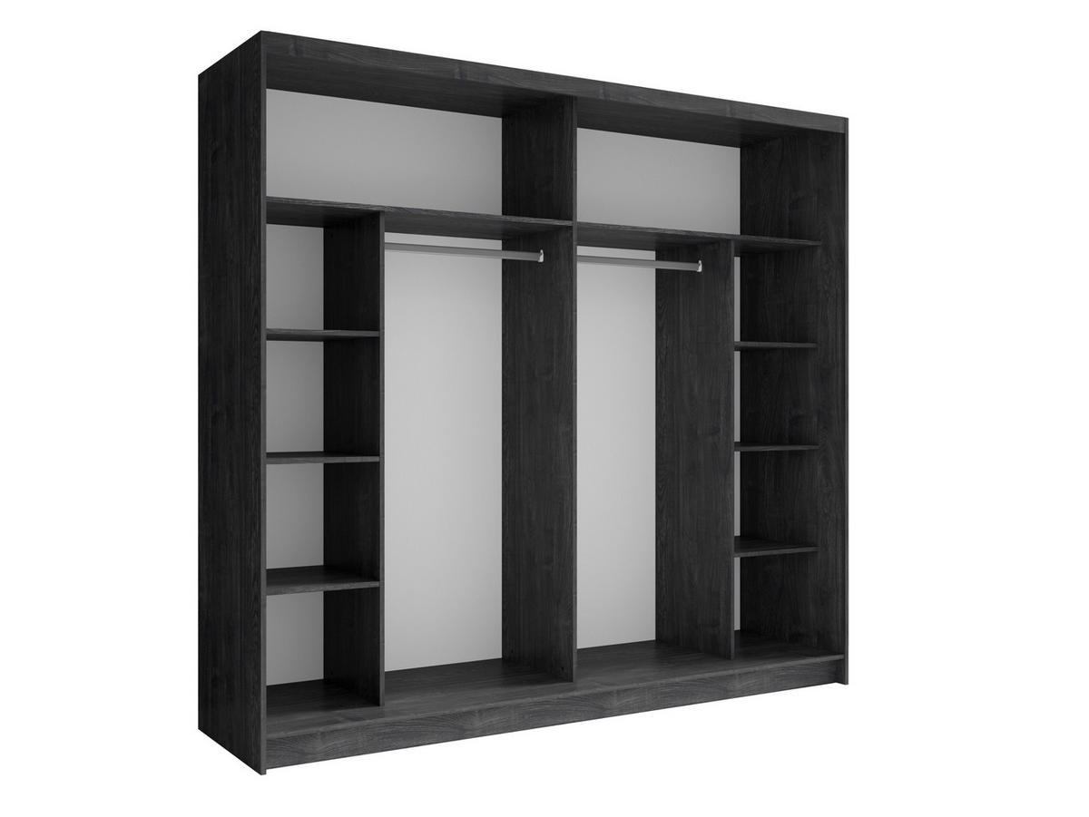 KLEIDERSCHRANK Portland Esche Schwarz 230/215/62 - Schwarz, Holzwerkstoff (230/215/62cm) - RAUMHIRSCH FURNITURE