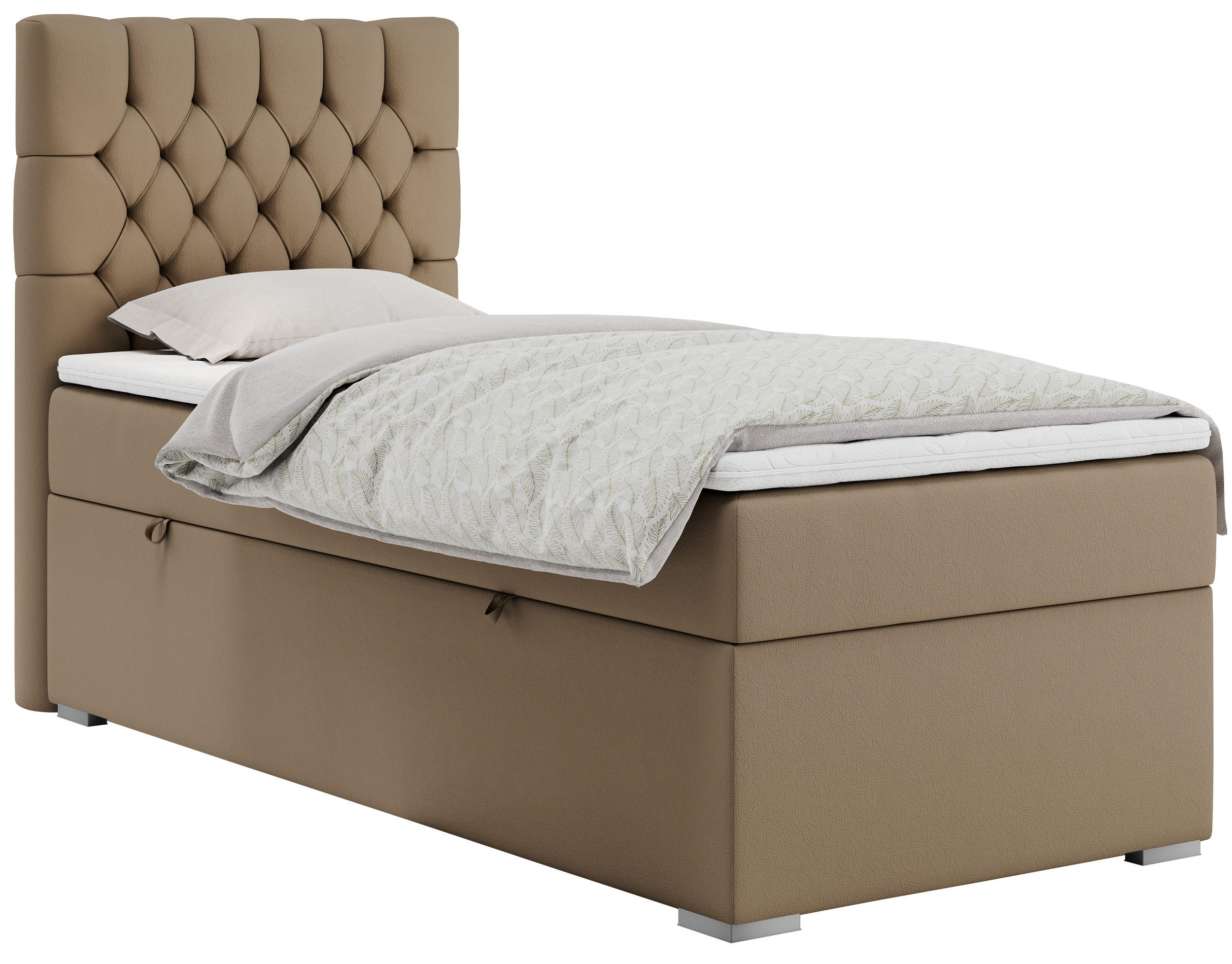 BOXBETT PERA 90/200 Braun Kunstleder - H3 - Links Seite - Braun, Holz/Textil (90/200cm) - MKS