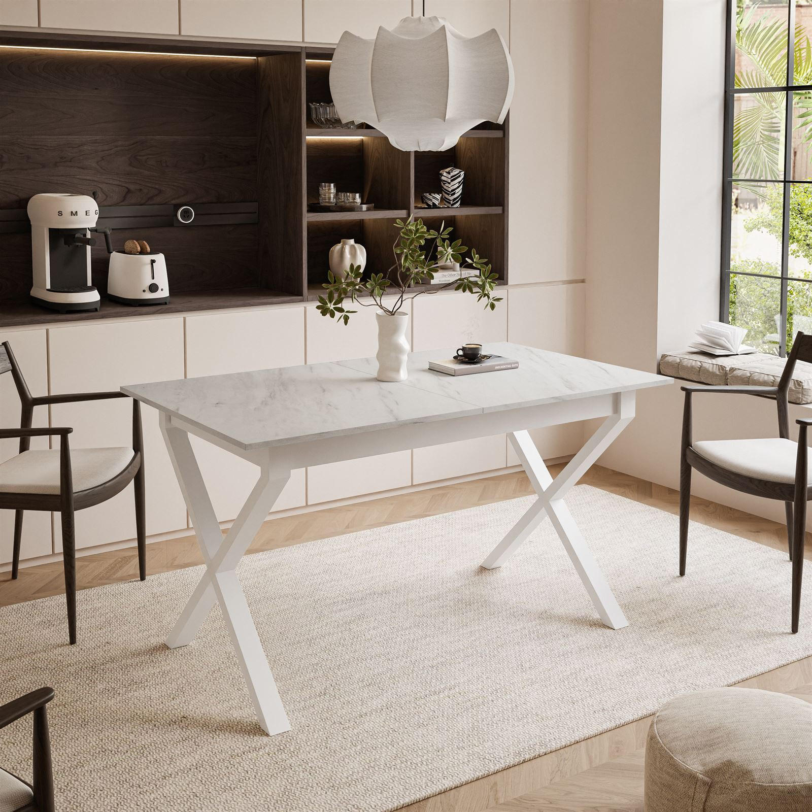 ESSTISCH ARTON II ausziehbarer Tisch 140-195 cm für 6-8 Personen - Multicolor/Weiß, Holzwerkstoff/Metall (140/80/77cm) - Lookway