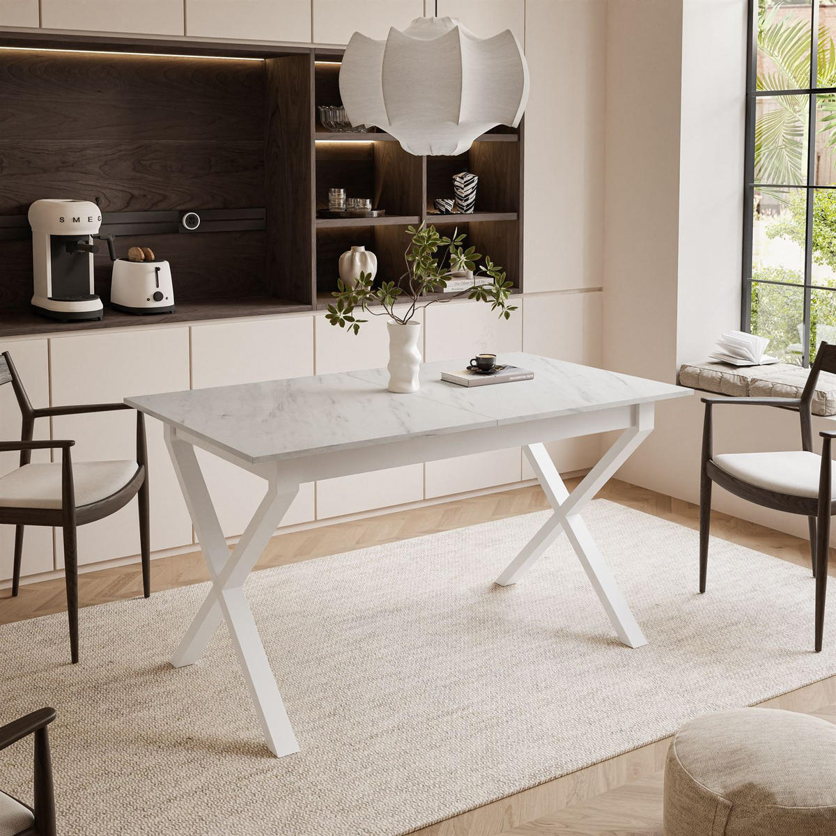 ESSTISCH ARTON II ausziehbarer Tisch 140-195 cm für 6-8 Personen - Multicolor/Weiß, Holzwerkstoff/Metall (140/80/77cm) - Lookway