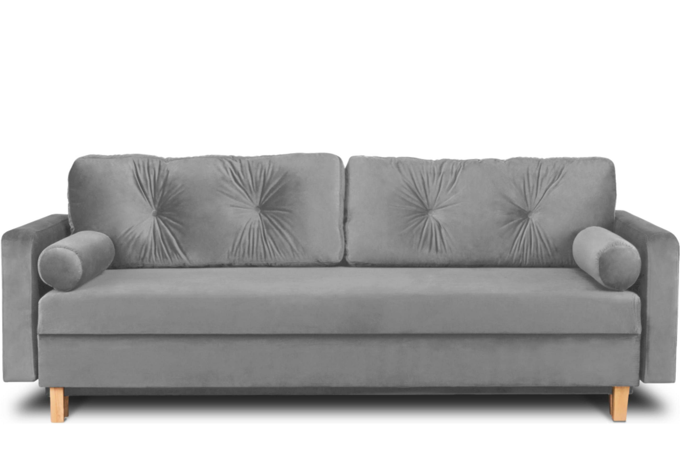 3-SITZER-SCHLAFSOFA ERISO mit weiche Sitzfläche und hohe Rückenlehne, Velour-Stoff, grau - Braun/Grau, Textil (220/80/100cm) - KONSIMO®