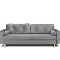 3-SITZER-SCHLAFSOFA ERISO mit weiche Sitzfläche und hohe Rückenlehne, Velour-Stoff, grau - Braun/Grau, Textil (220/80/100cm) - KONSIMO®