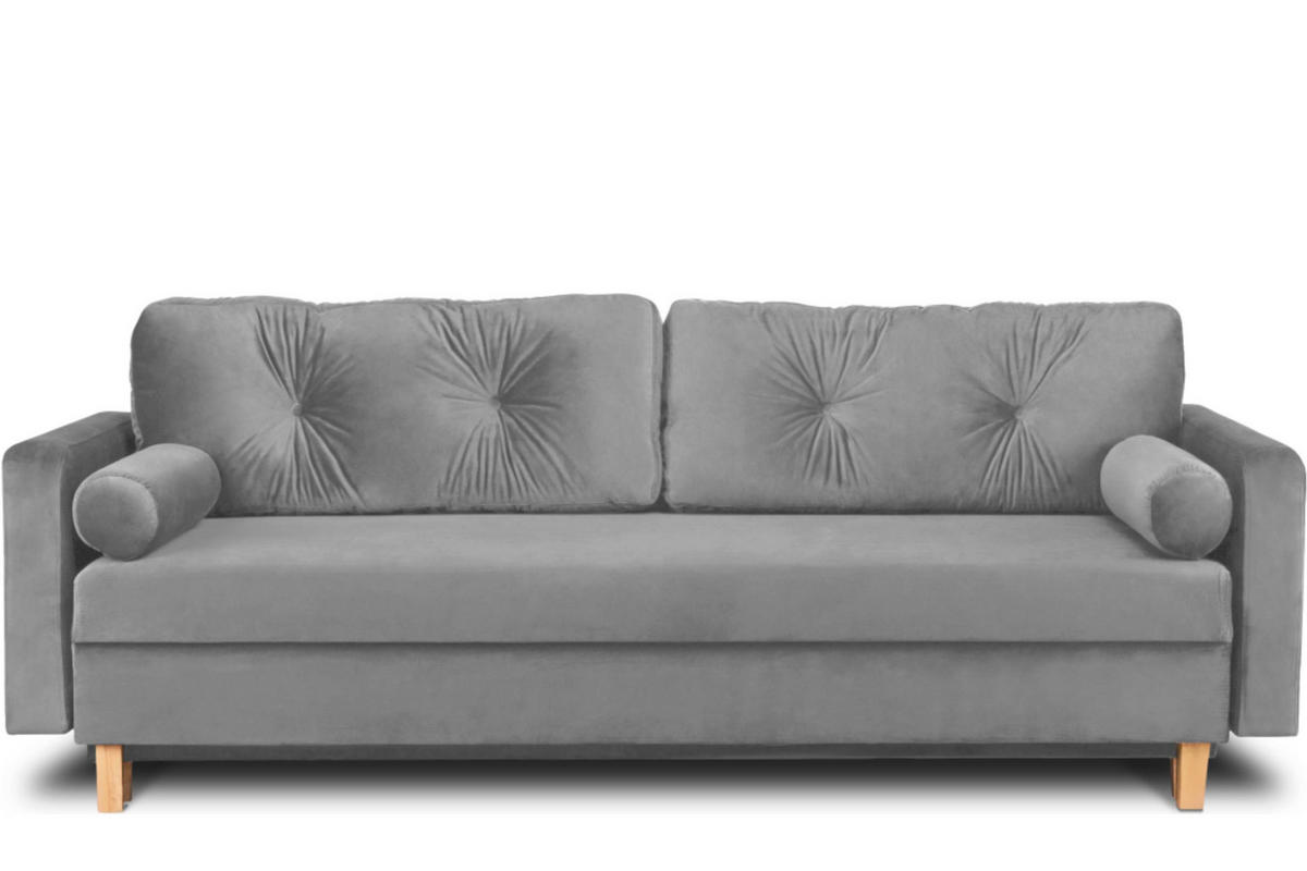 3-SITZER-SCHLAFSOFA ERISO mit weiche Sitzfläche und hohe Rückenlehne, Velour-Stoff, grau - Braun/Grau, Textil (220/80/100cm) - KONSIMO®