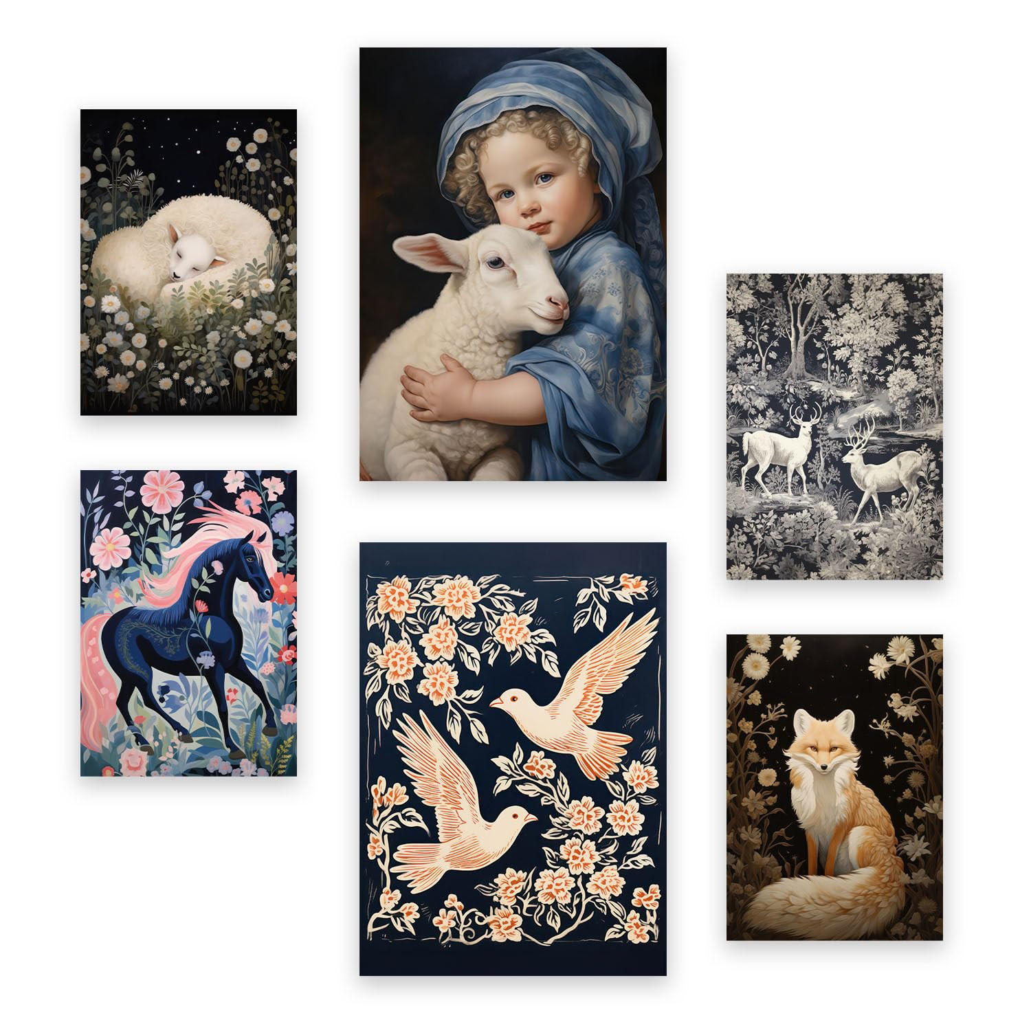 POSTER Set Mit 6 Nachtthema A3 & A4 Rahmenlos - Klar, Papier (29/3cm) - Nacnic