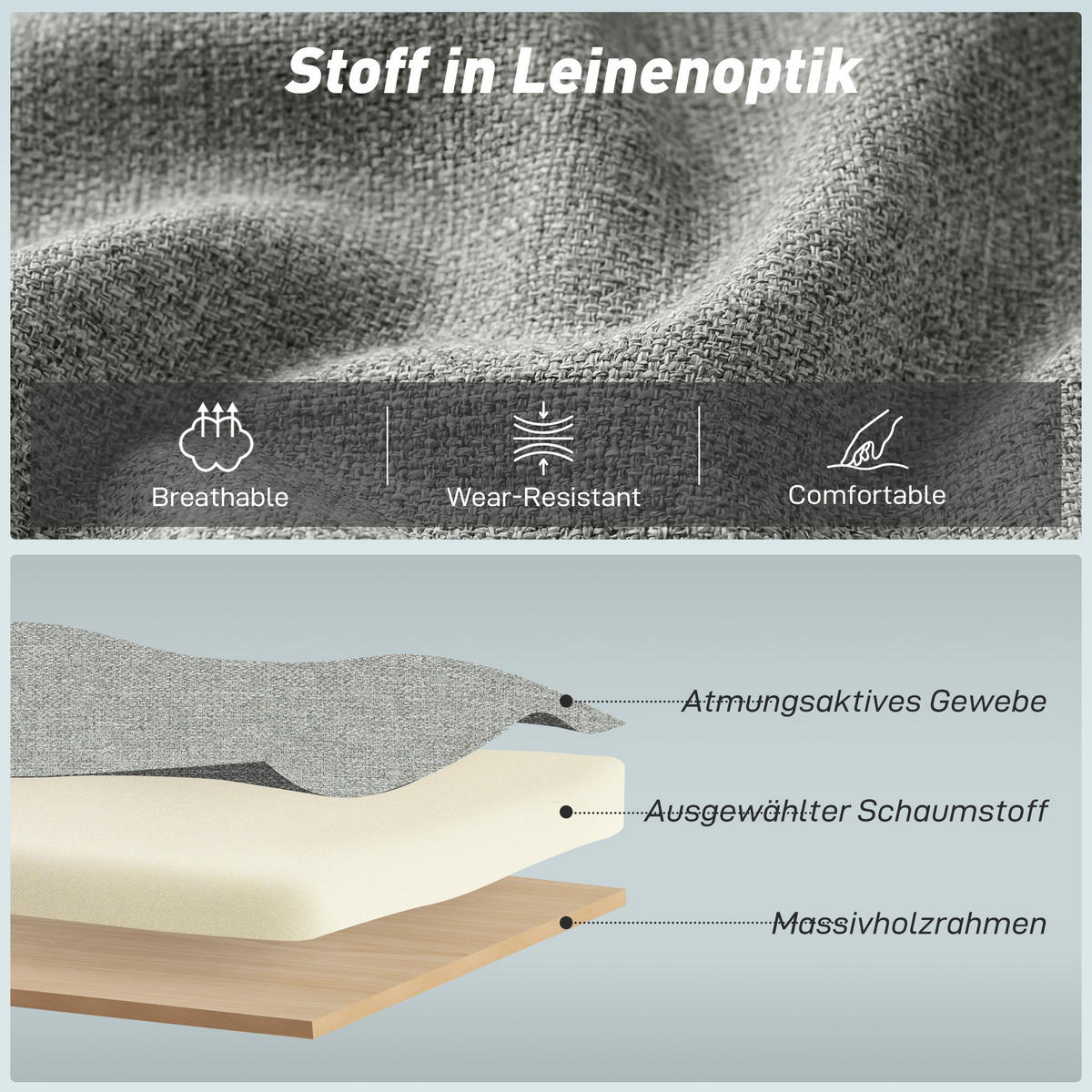 SCHLAFSESSEL Polyester Schaumstoff Grau - Grau, Textil (68/45.5/187cm) - HOMCOM