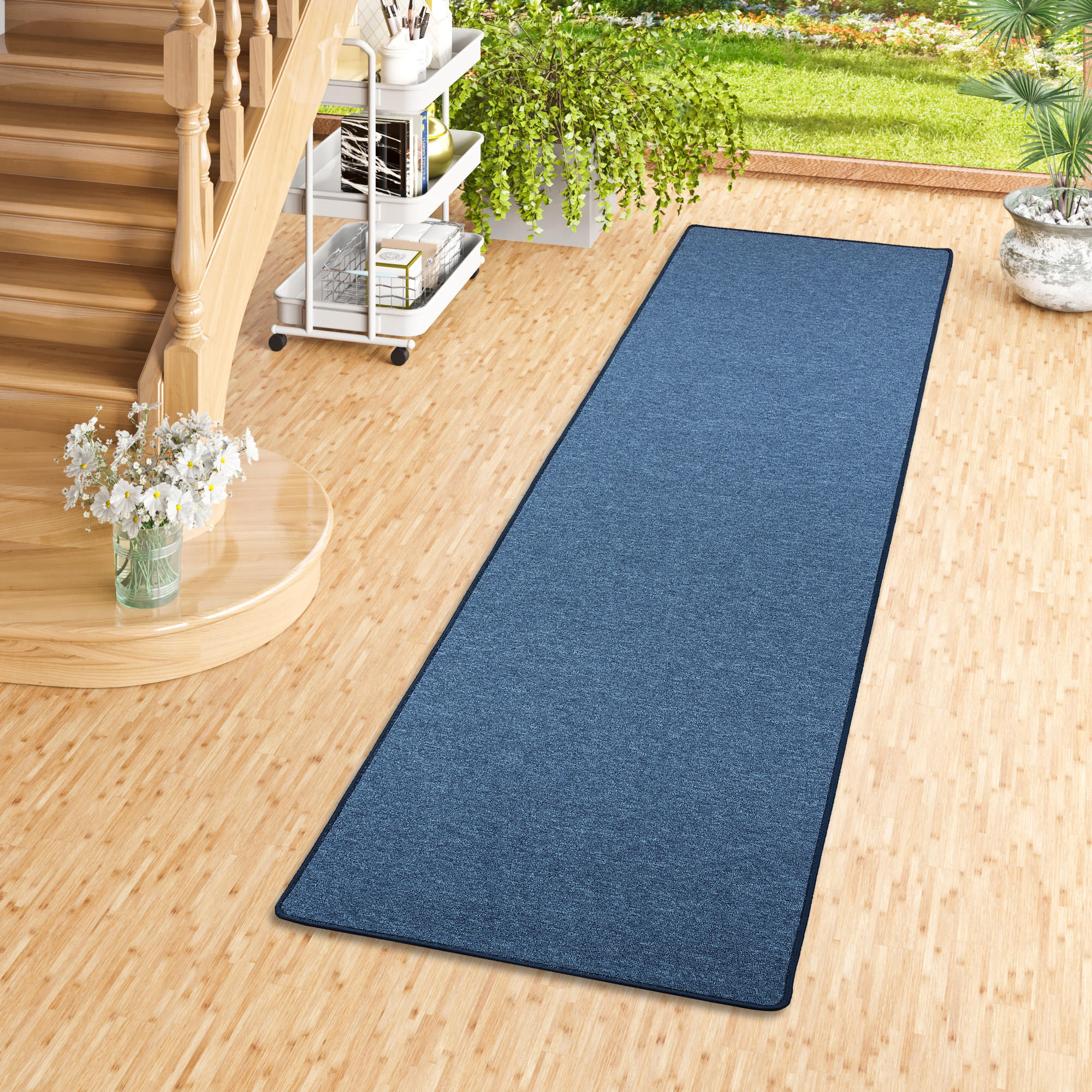 FEINSCHLINGEN VELOUR LÄUFER TEPPICH STRONG - Dunkelblau, Textil (100/300cm) - Snapstyle