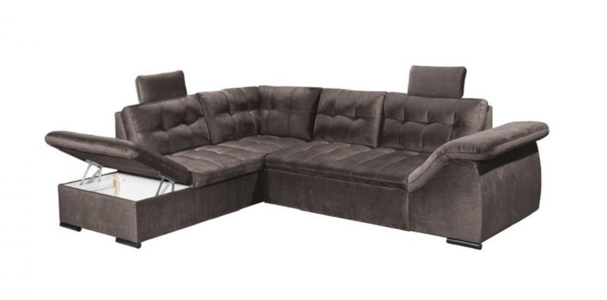 ECKSOFA mit Schlaffunktion und Bettkasten - Dunkelgrau, Kunststoff/Textil (283/217cm) - ed exciting design