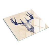 GLASPLATTE 60x52 cm Hirschkopf - Rot/Orange, Glas (60/0.4/52cm) - TULUP