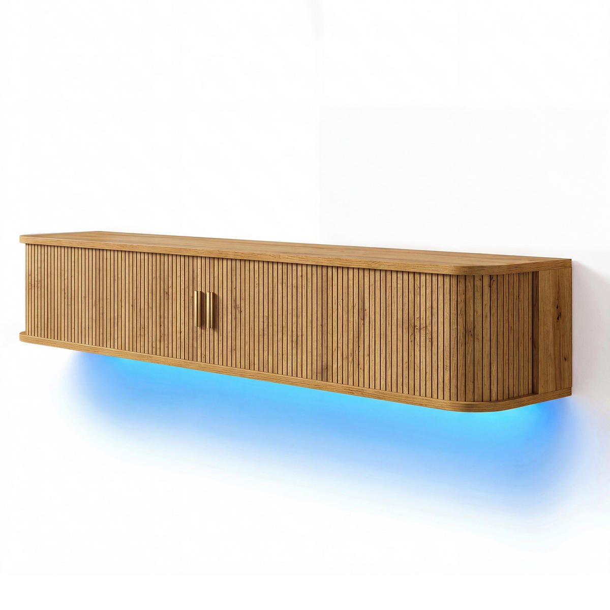 TV-BOARD Wandhängend MDF LED Rillenoptik Wohnzimmer - Naturfarben, Holzwerkstoff (175/30/30cm) - FLIEKS
