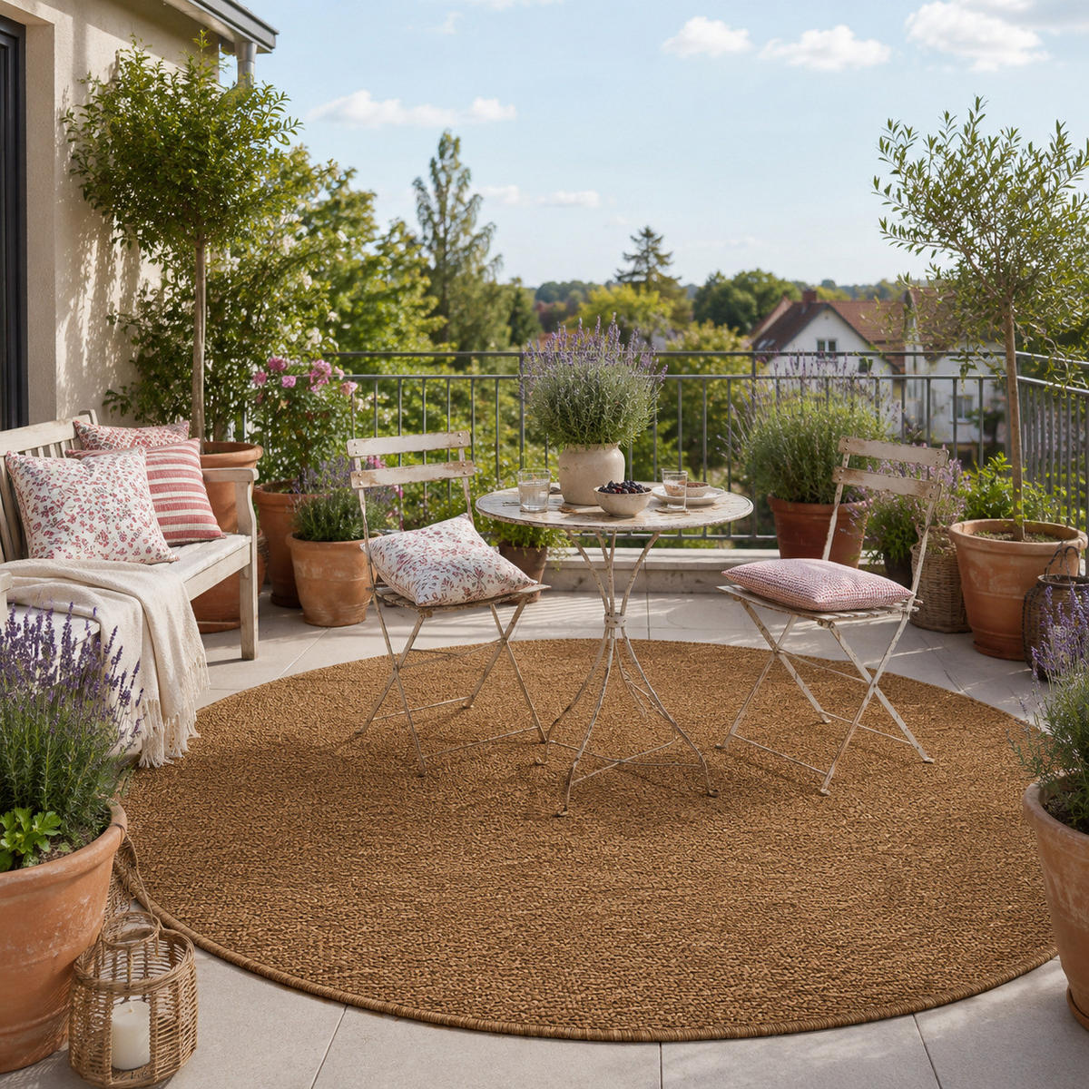 IN- & OUTDOOR FLACHGEWEBE TEPPICH PORTO RUND - Naturfarben, Textil (200/200cm) - Snapstyle