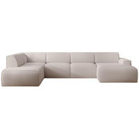 WOHNLANDSCHAFT Bouvi Hellbeige links - Ecru/Schwarz, Kunststoff/Textil (378/220cm) - Selsey