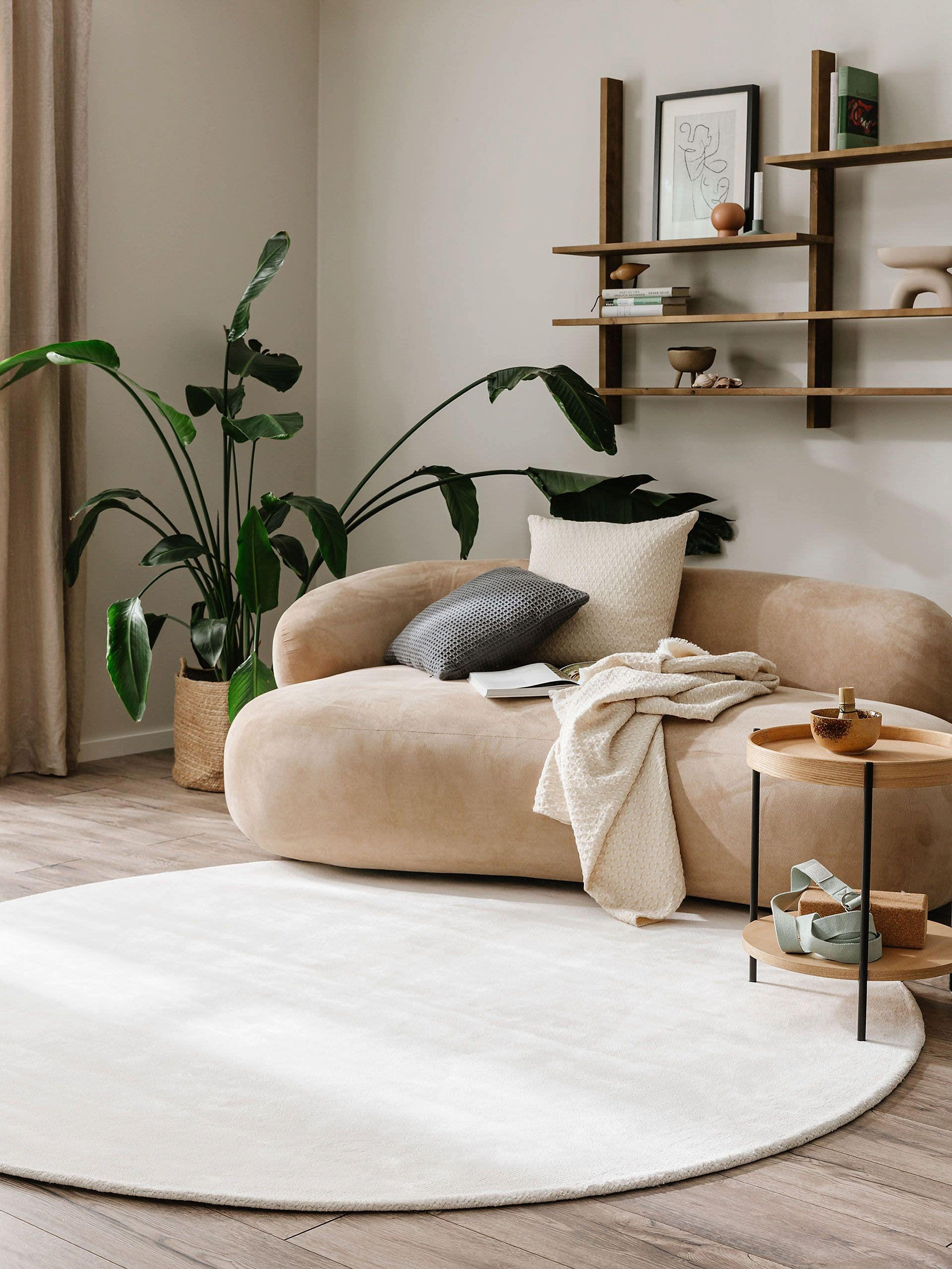 VISKOSETEPPICH rund Nela Ivory ø 200 cm rund - Creme, Textil (200/200cm) - benuta Pure