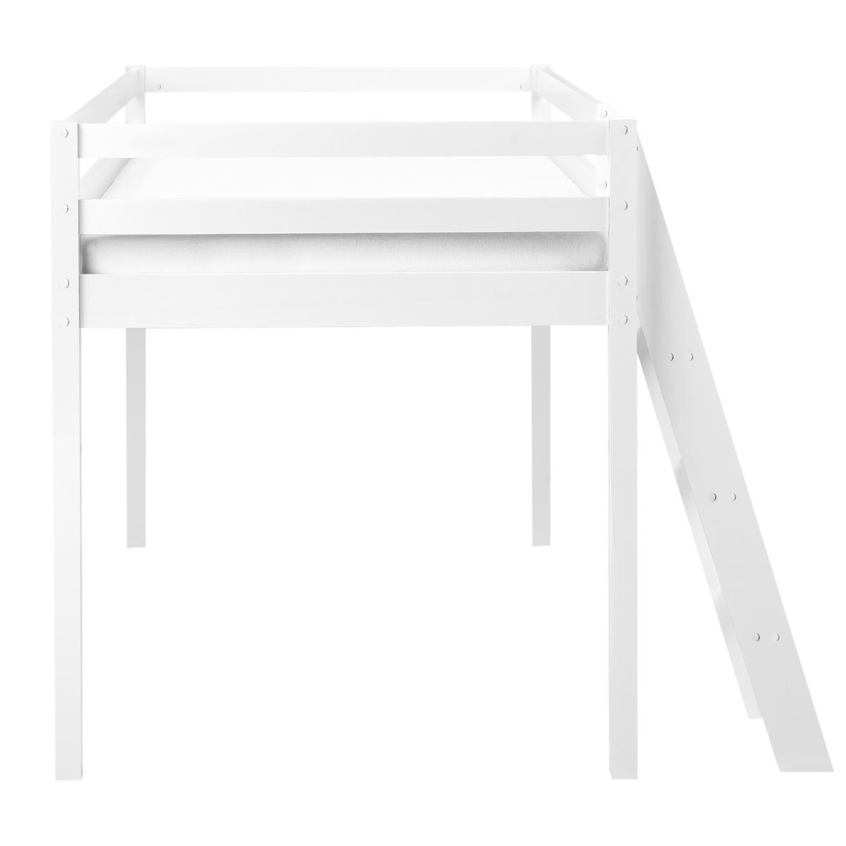 HALBHOCHBETT 90x200 cm Weiß Ascoux - Weiß, Holz (90/200cm) - Beliani