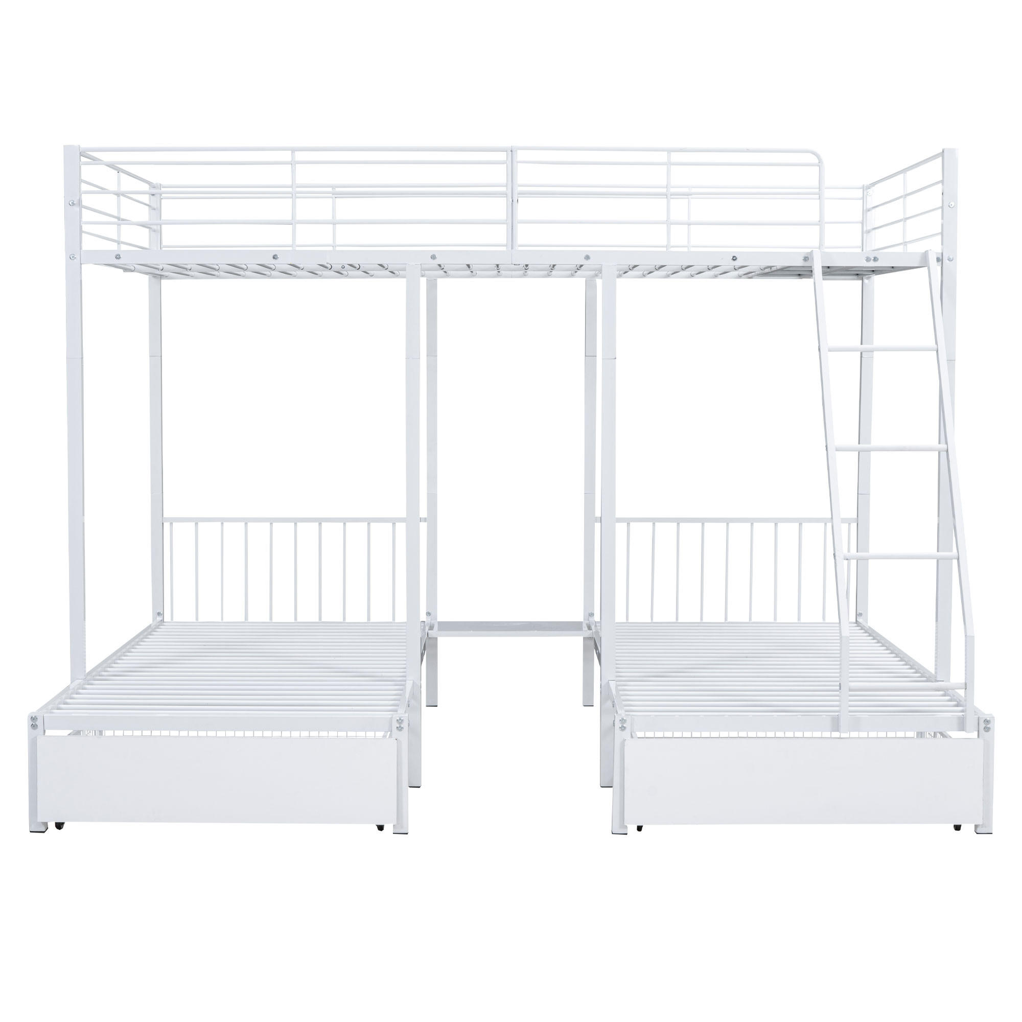 ETAGENBETT 140x200 Weiß Metall Schubladen - Weiß, Metall (140/200cm) - FLIEKS