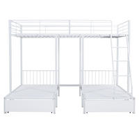 ETAGENBETT 140x200 Weiß Metall Schubladen - Weiß, Metall (140/200cm) - FLIEKS